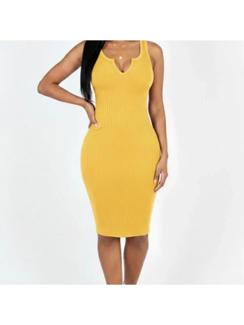 💛 Golden Hour Ribbed Dress 💛 - Picture 2 of 4